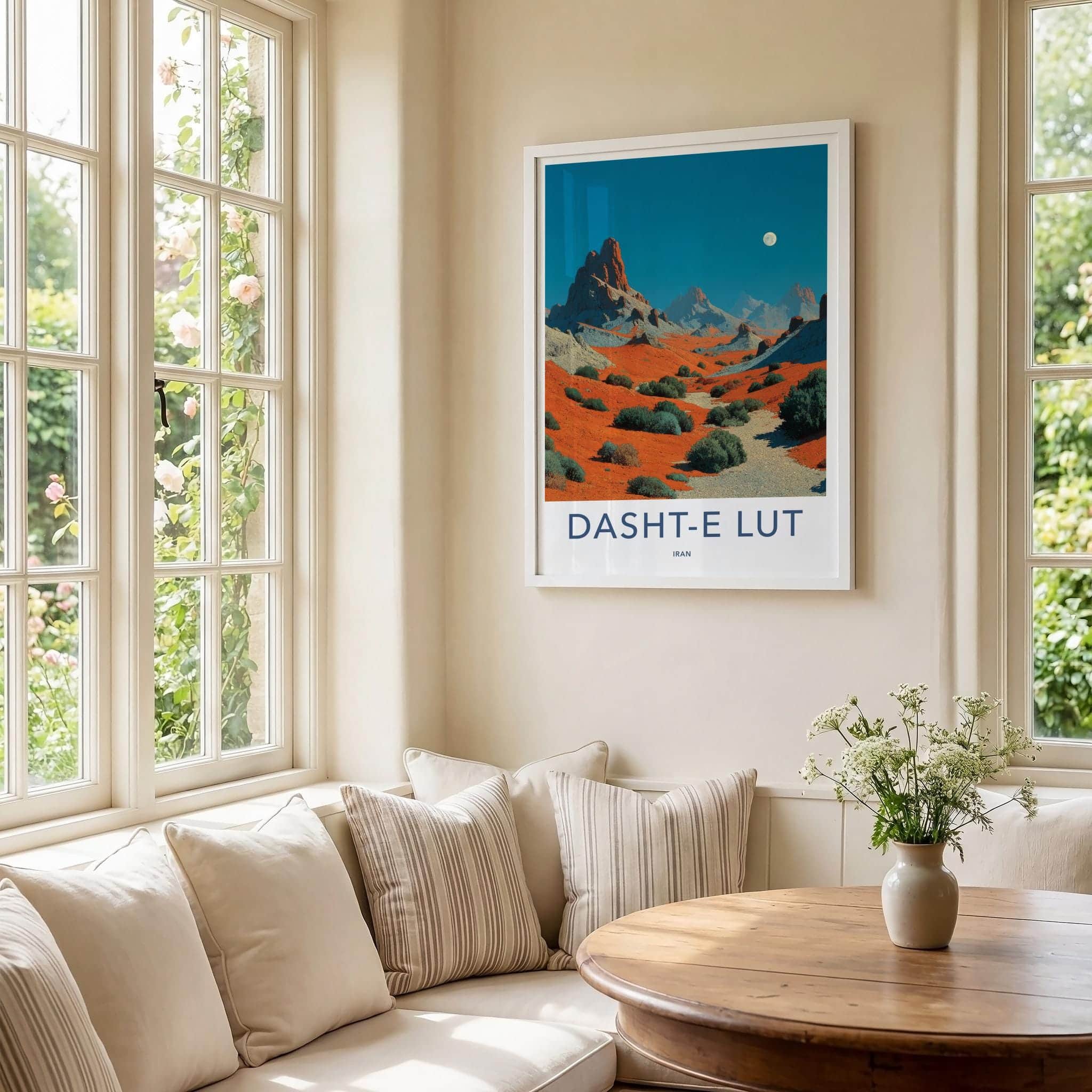 Dasht-e Lut Poster - Iran Scenic Art - Crimson Desert Moon Home Decor