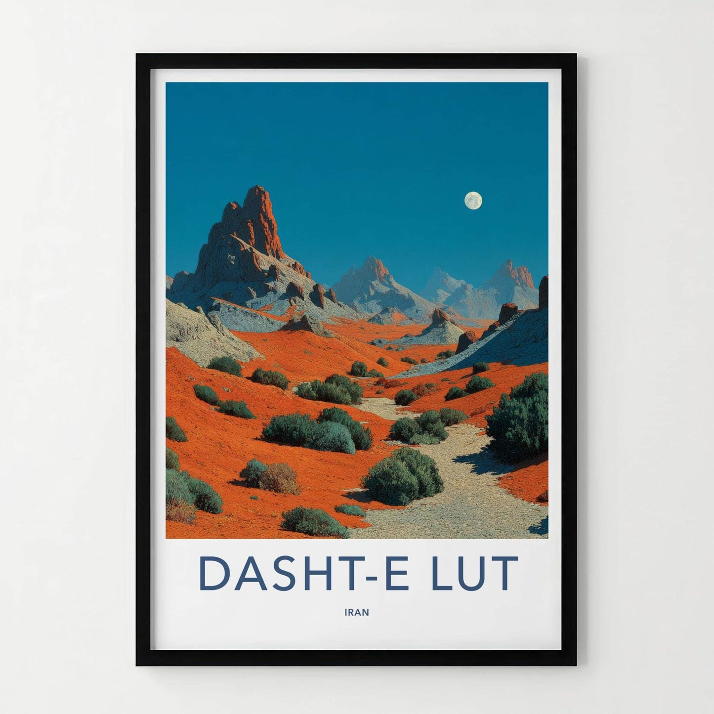 Dasht-e Lut Poster - Iran Scenic Art - Crimson Desert Moon Home Decor