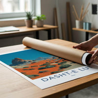 Dasht-e Lut Poster - Iran Scenic Art - Crimson Desert Moon Home Decor