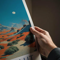 Dasht-e Lut Poster - Iran Scenic Art - Crimson Desert Moon Home Decor