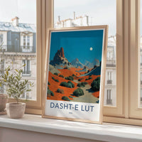 Dasht-e Lut Poster - Iran Scenic Art - Crimson Desert Moon Home Decor