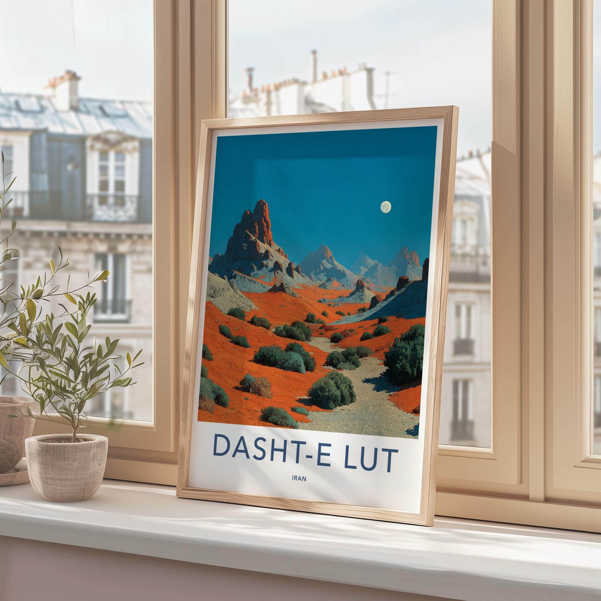 Dasht-e Lut Poster - Iran Scenic Art - Crimson Desert Moon Home Decor