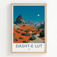 Dasht-e Lut Poster - Iran Scenic Art - Crimson Desert Moon Home Decor
