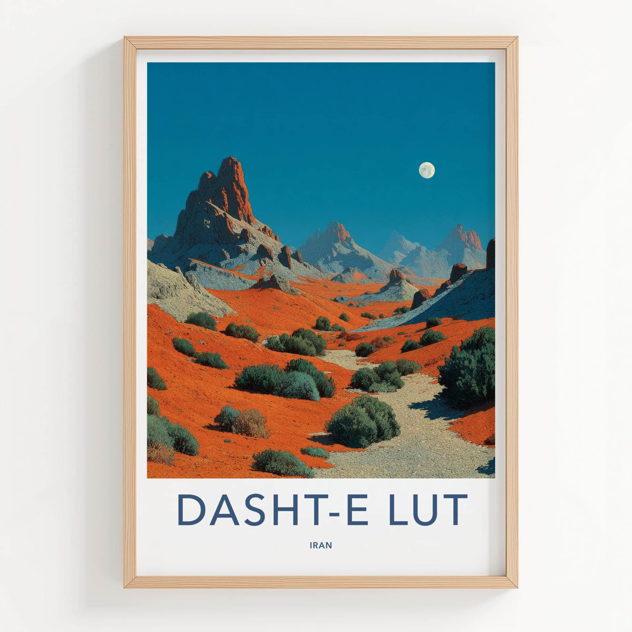 Dasht-e Lut Poster - Iran Scenic Art - Crimson Desert Moon Home Decor