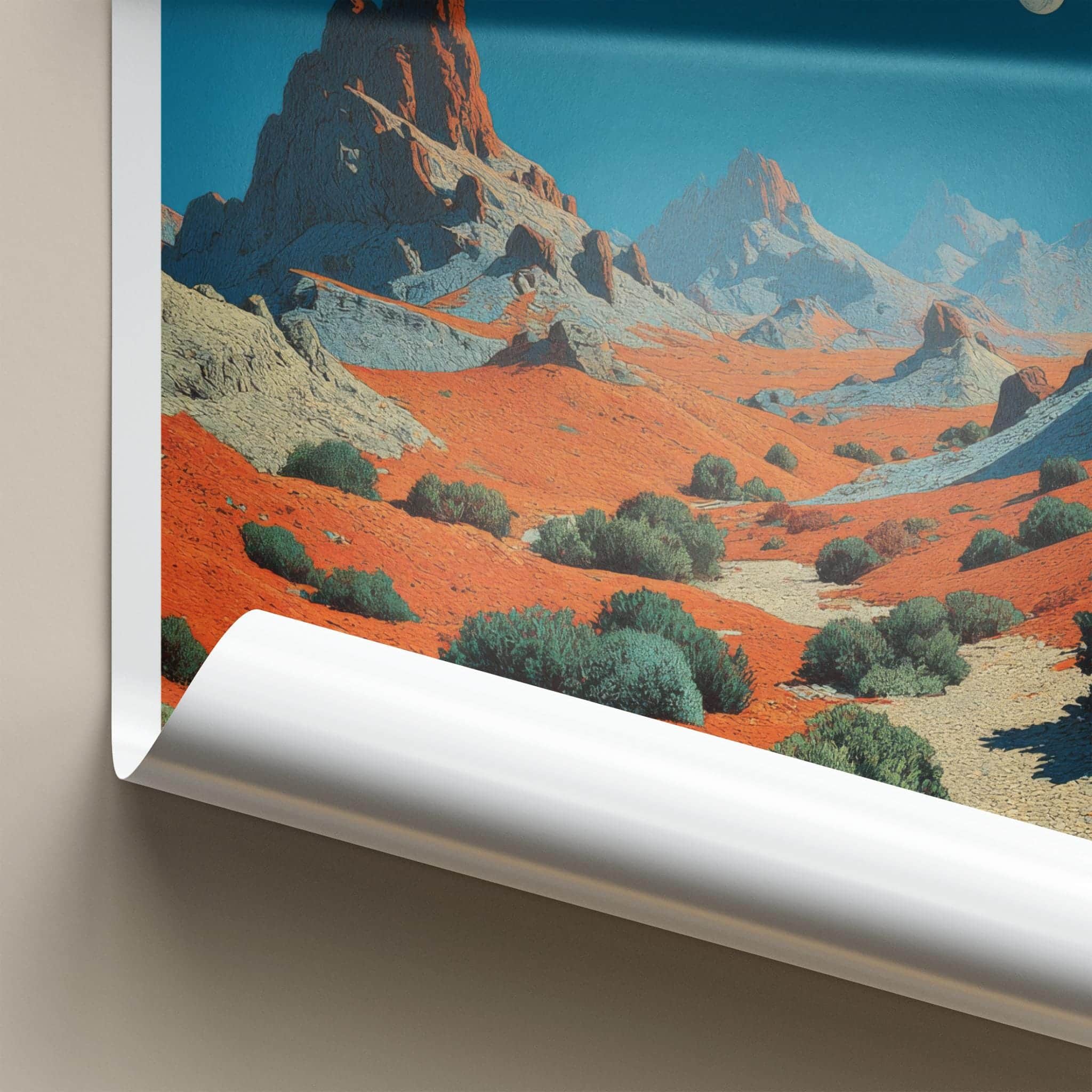 Dasht-e Lut Poster - Iran Scenic Art - Crimson Desert Moon Home Decor