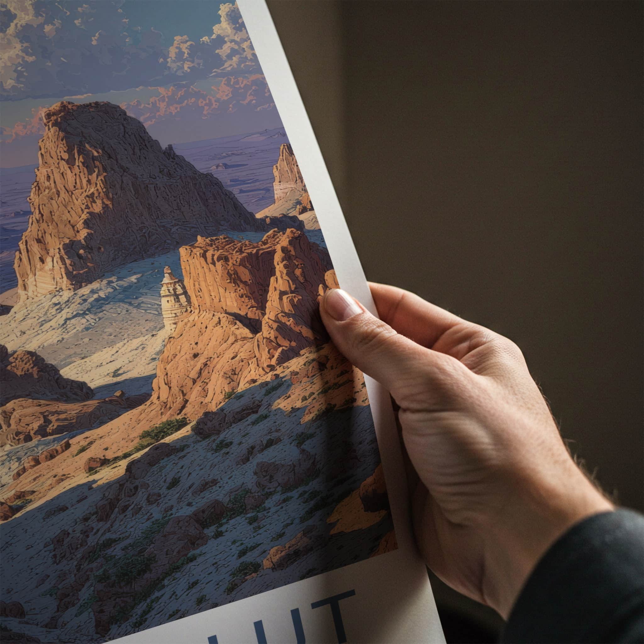Dasht-e Lut Poster - Iran Travel Art - Desert Rock Formations Home Decor
