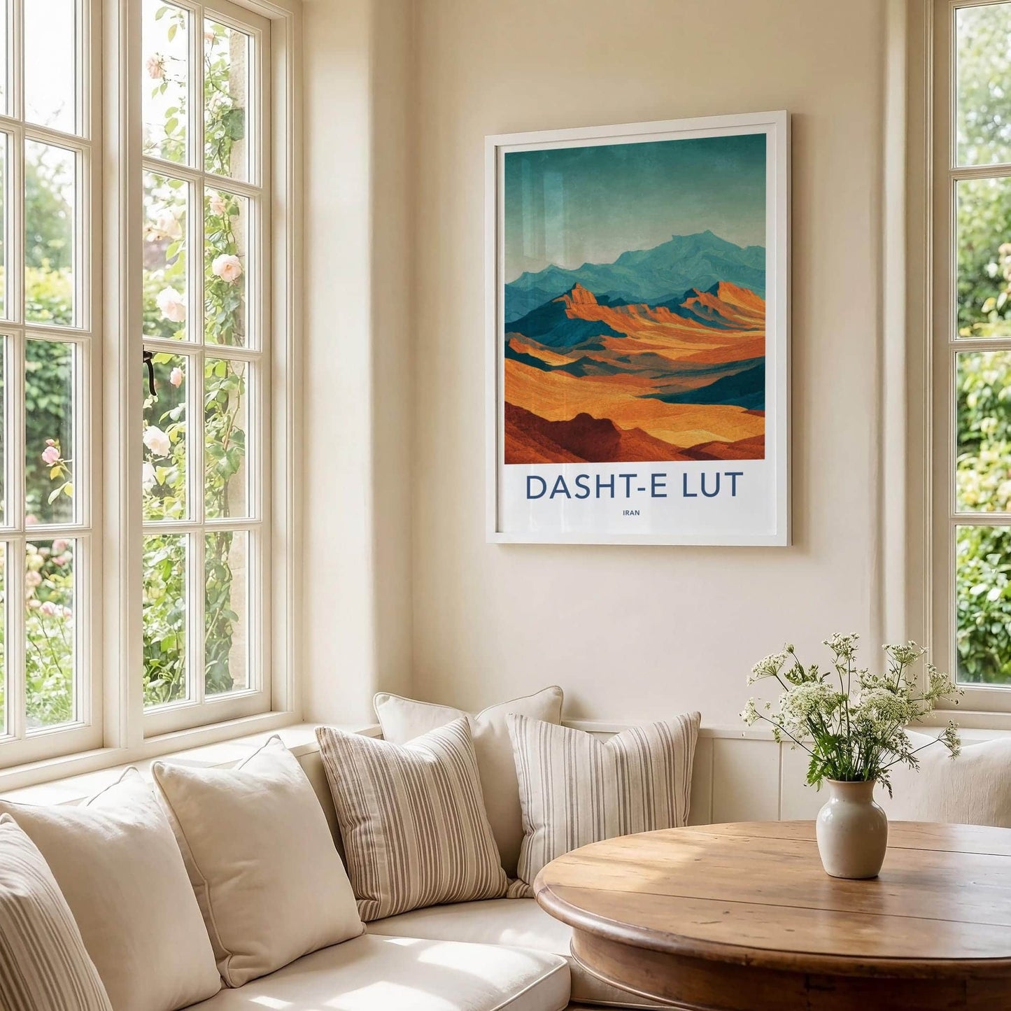 Dasht-e Lut Poster - Iran Travel Art - Orange Teal Peaks Room Decor