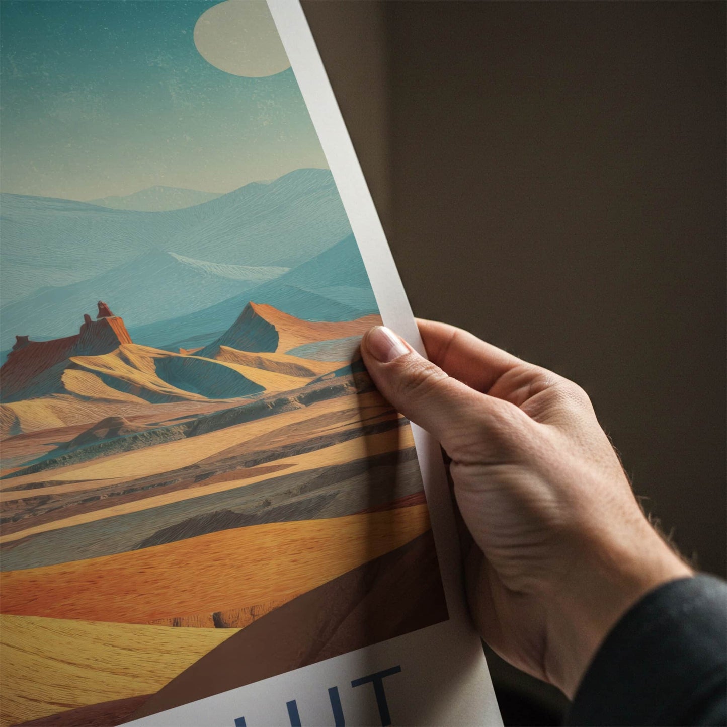 Dasht-e Lut Poster - Iran Travel Print - Desert Mountain View Wall Decor