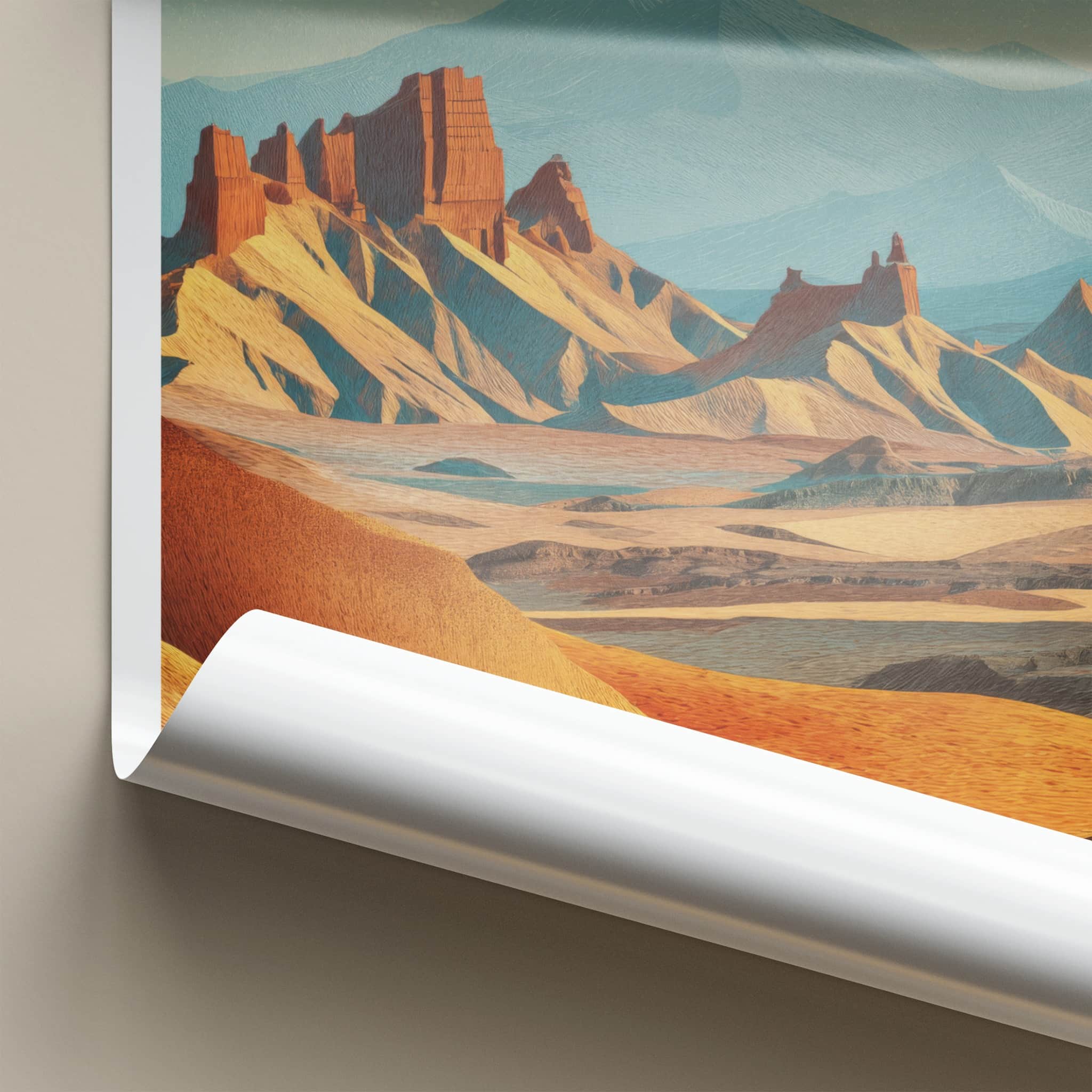 Dasht-e Lut Poster - Iran Travel Print - Desert Mountain View Wall Decor
