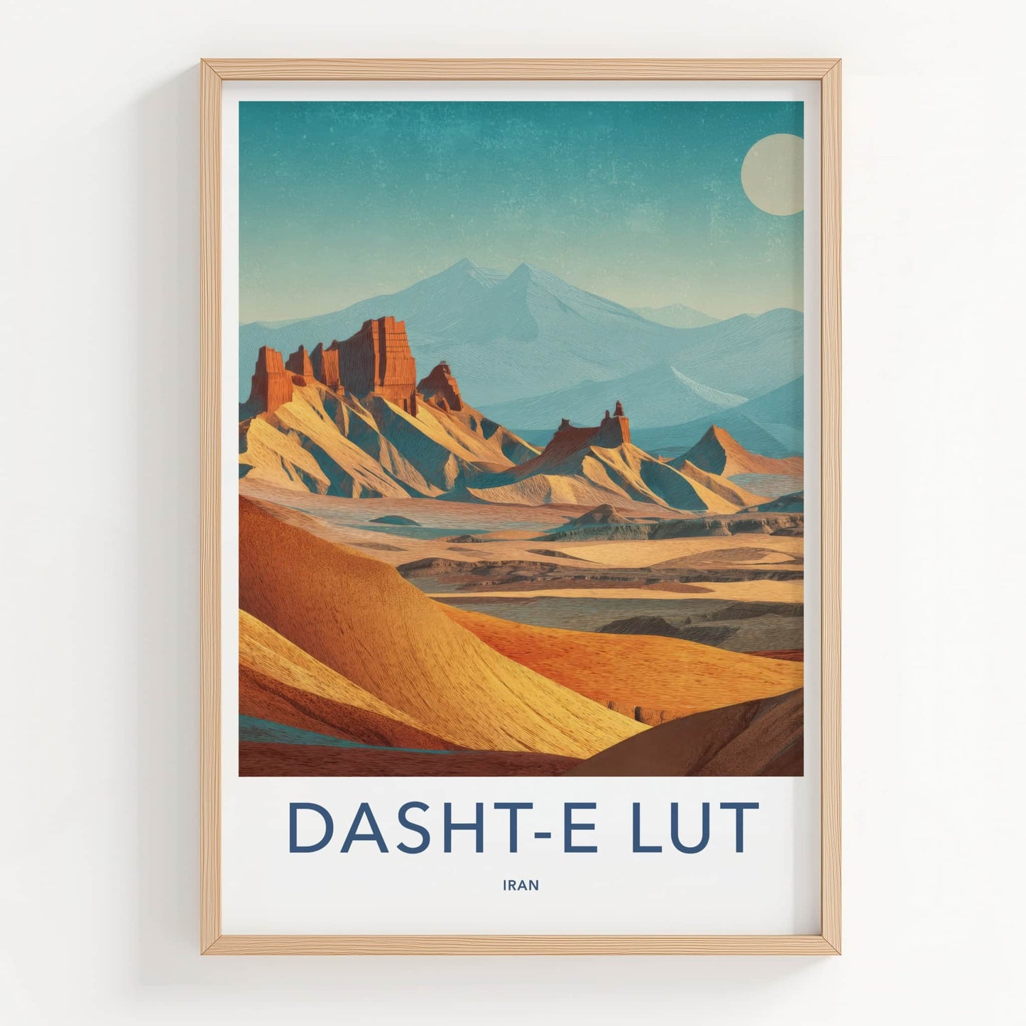 Dasht-e Lut Poster - Iran Travel Print - Desert Mountain View Wall Decor