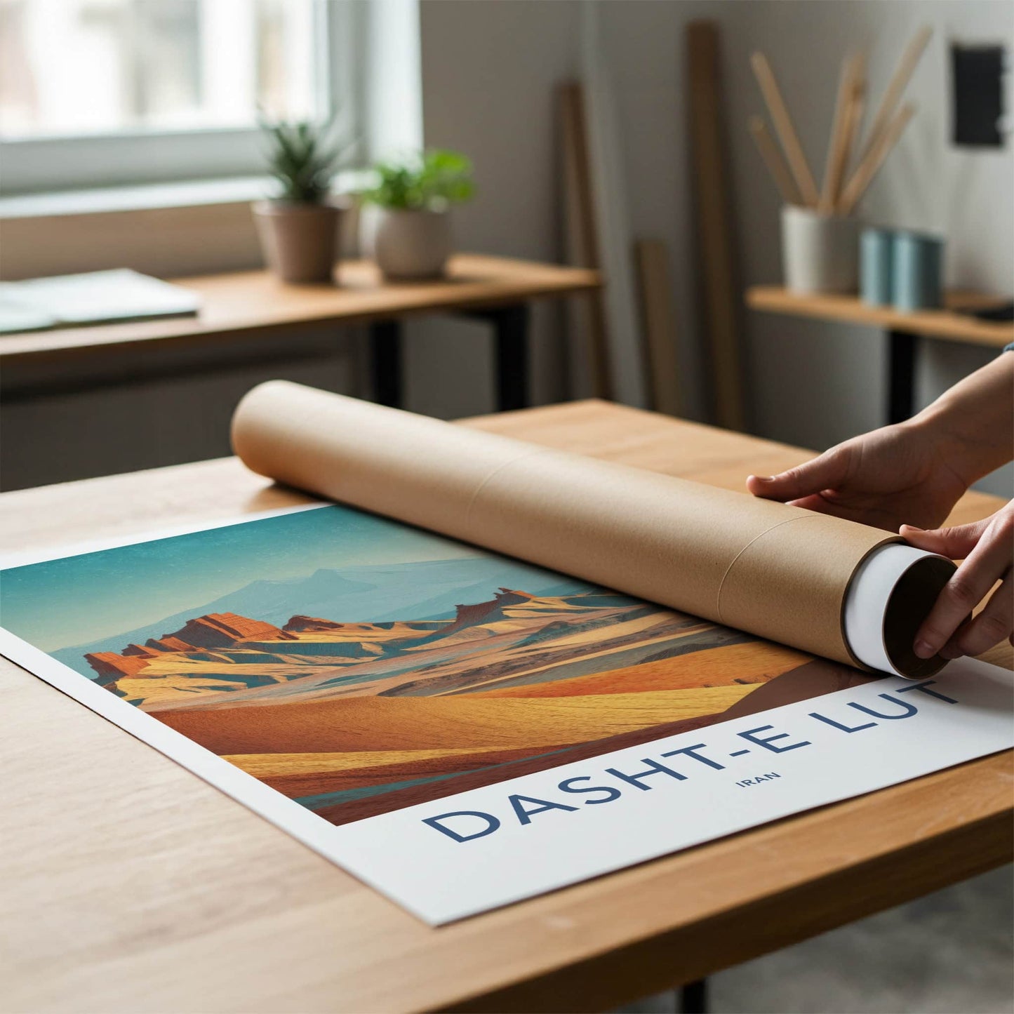 Dasht-e Lut Poster - Iran Travel Print - Desert Mountain View Wall Decor