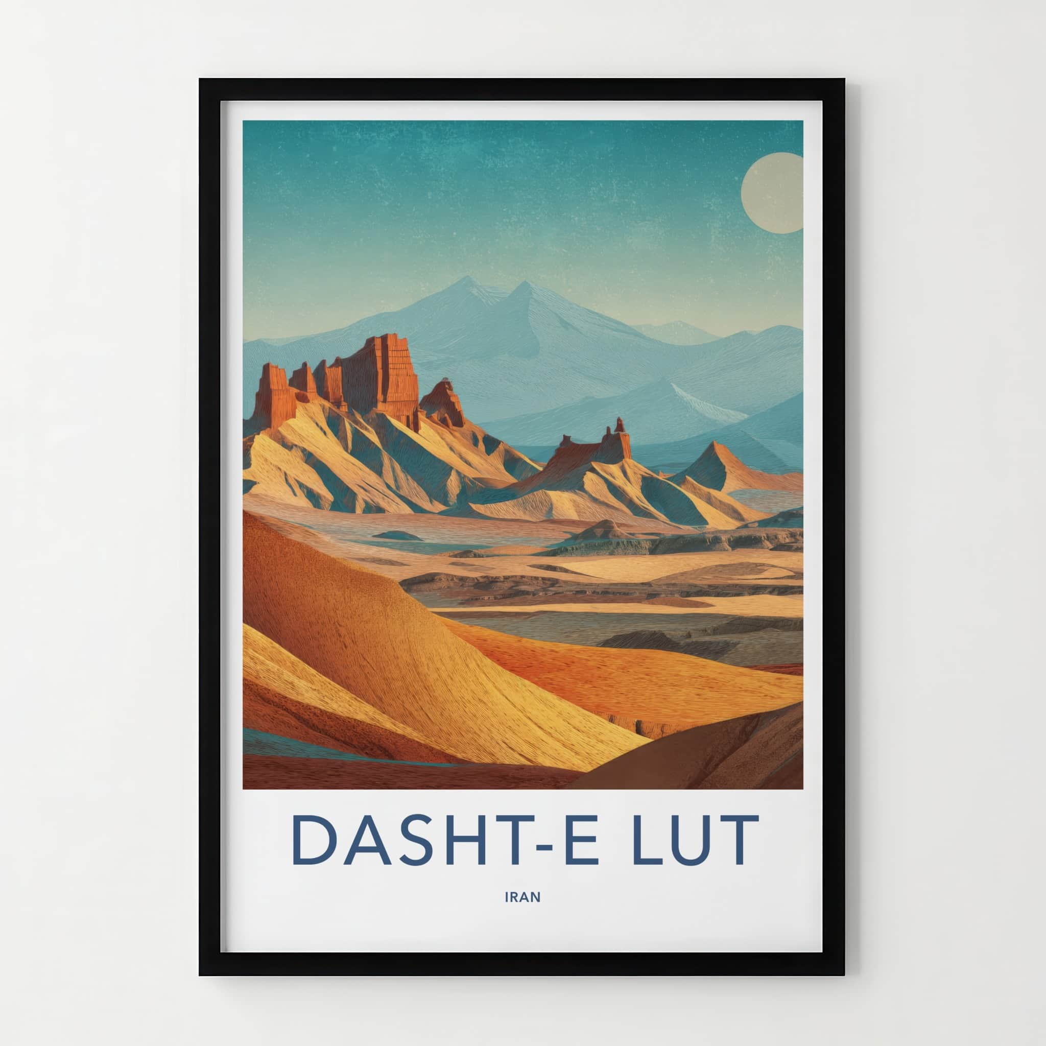 Dasht-e Lut Poster - Iran Travel Print - Desert Mountain View Wall Decor