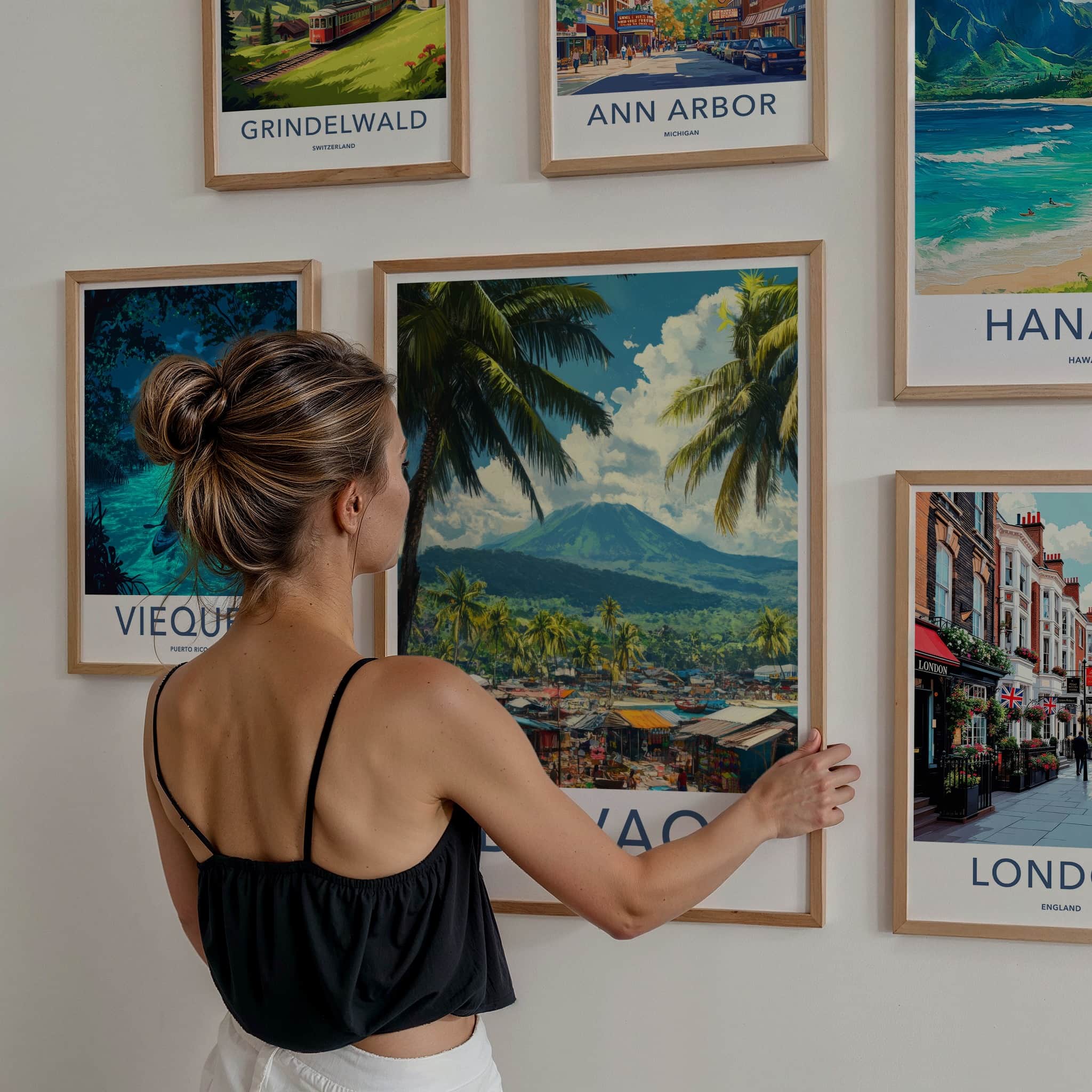 Davao Poster - Philippines Travel Art - Vibrant Market Volcano Wall Decor