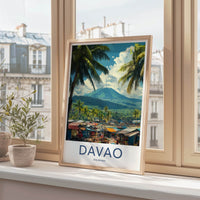 Davao Poster - Philippines Travel Art - Vibrant Market Volcano Wall Decor