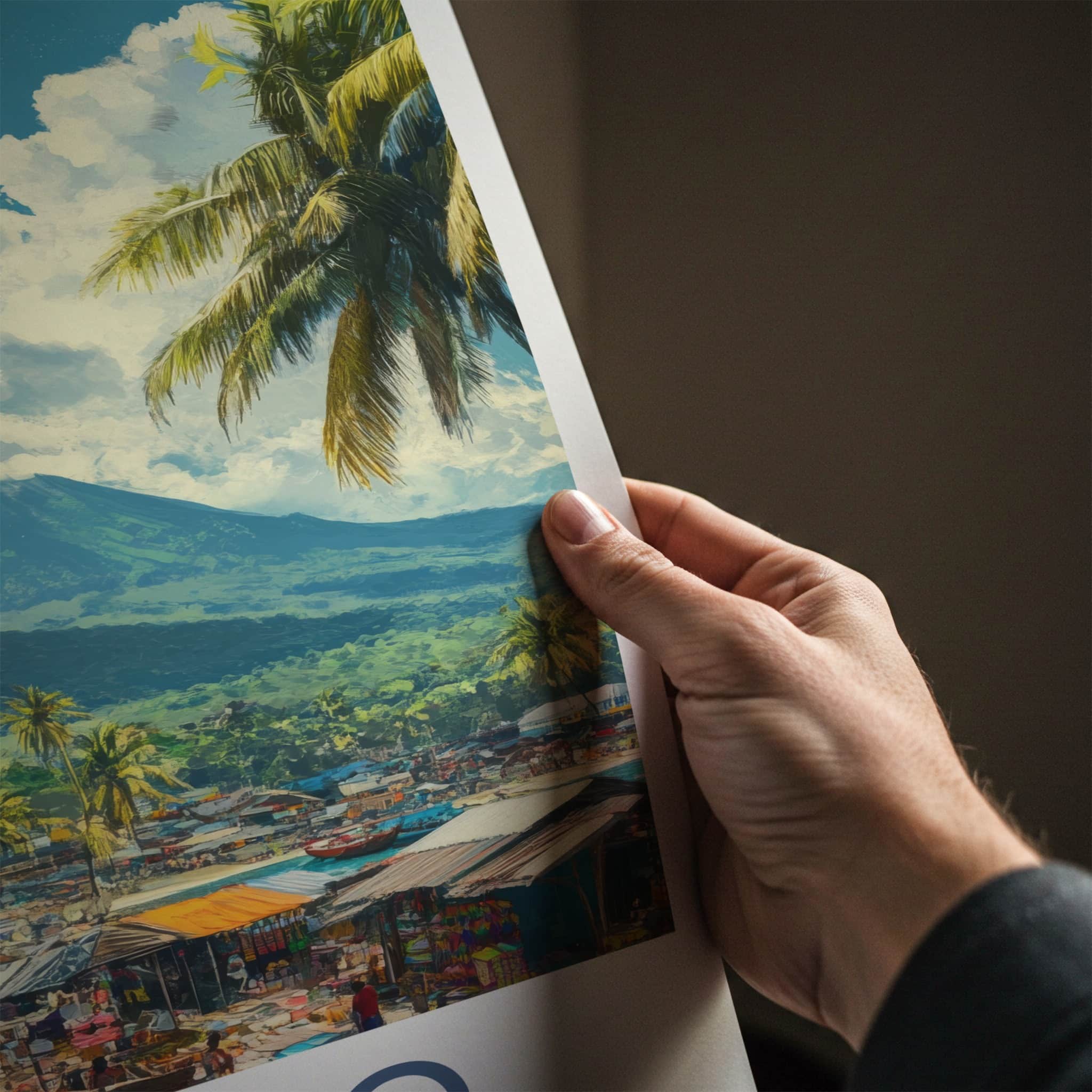 Davao Poster - Philippines Travel Art - Vibrant Market Volcano Wall Decor