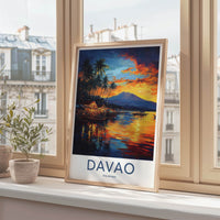 Davao Poster - Philippines Travel Art - Vibrant Tropical Sunset Home Decor