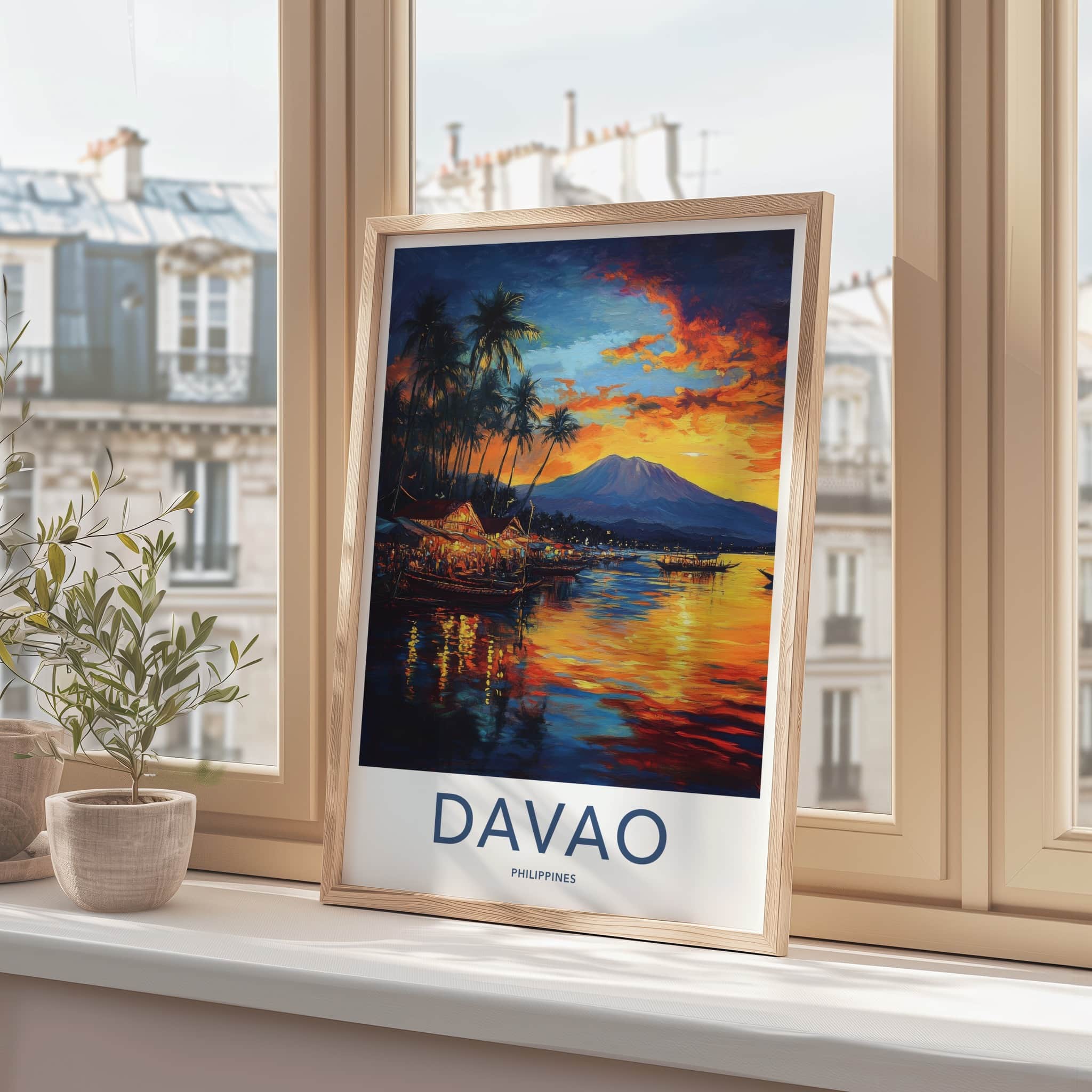 Davao Poster - Philippines Travel Art - Vibrant Tropical Sunset Home Decor