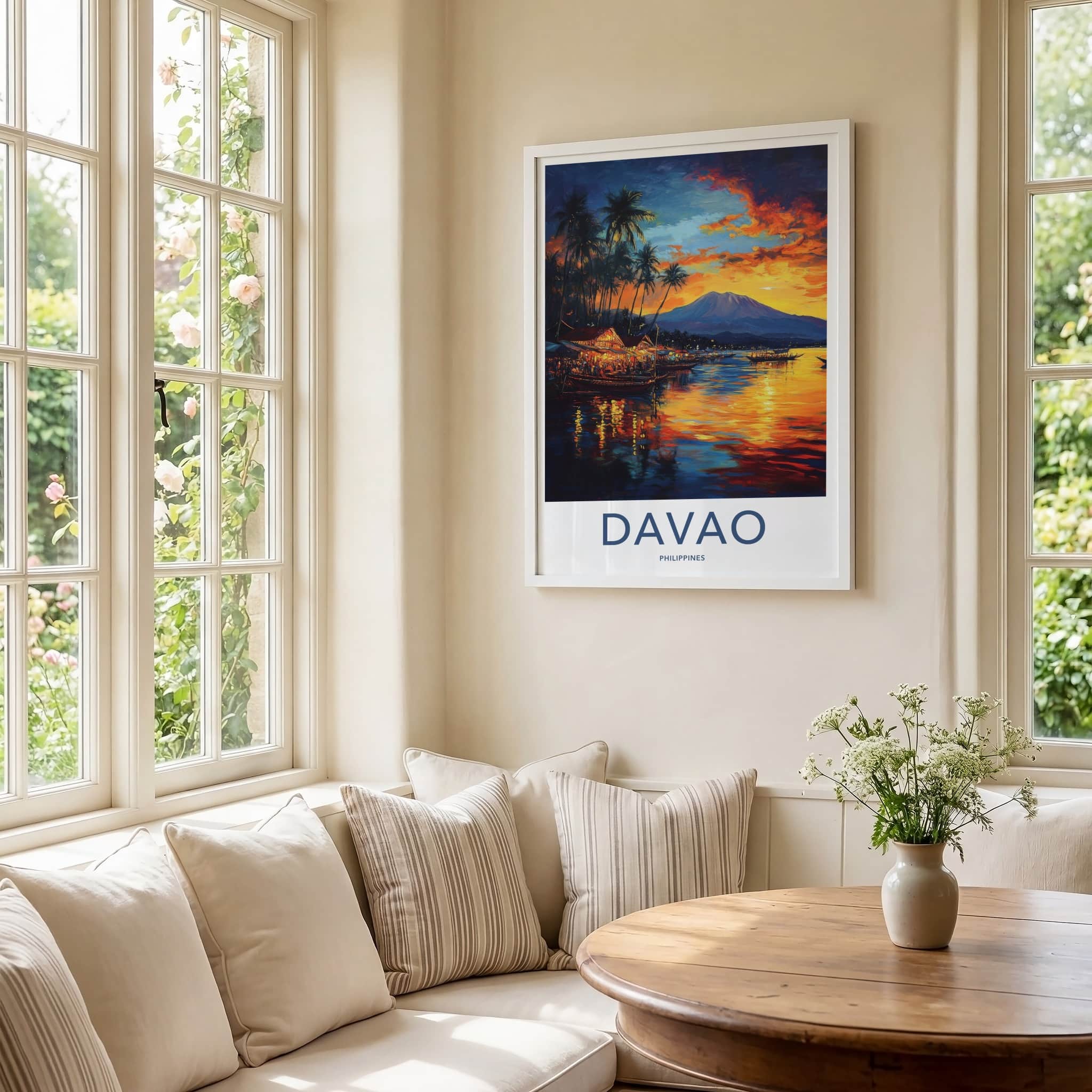 Davao Poster - Philippines Travel Art - Vibrant Tropical Sunset Home Decor
