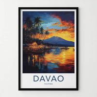 Davao Poster - Philippines Travel Art - Vibrant Tropical Sunset Home Decor