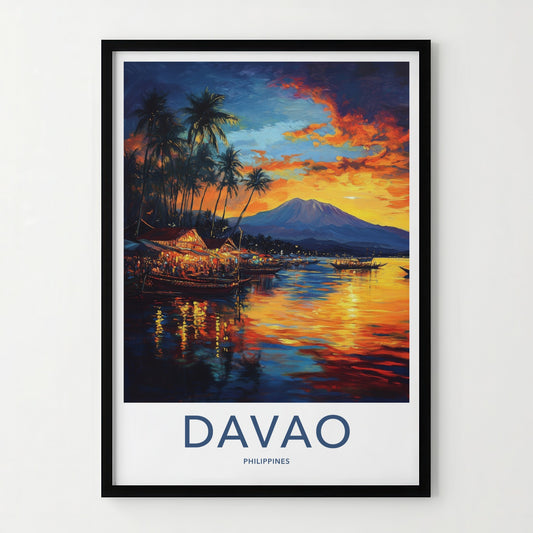 Davao Poster - Philippines Travel Art - Vibrant Tropical Sunset Home Decor