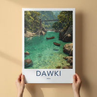 Dawki Poster - India Travel Art - Meghalaya Clear River Boats Wall Decor