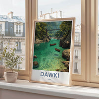 Dawki Poster - India Travel Art - Meghalaya Clear River Boats Wall Decor