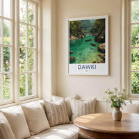 Dawki Poster - India Travel Art - Meghalaya Clear River Boats Wall Decor