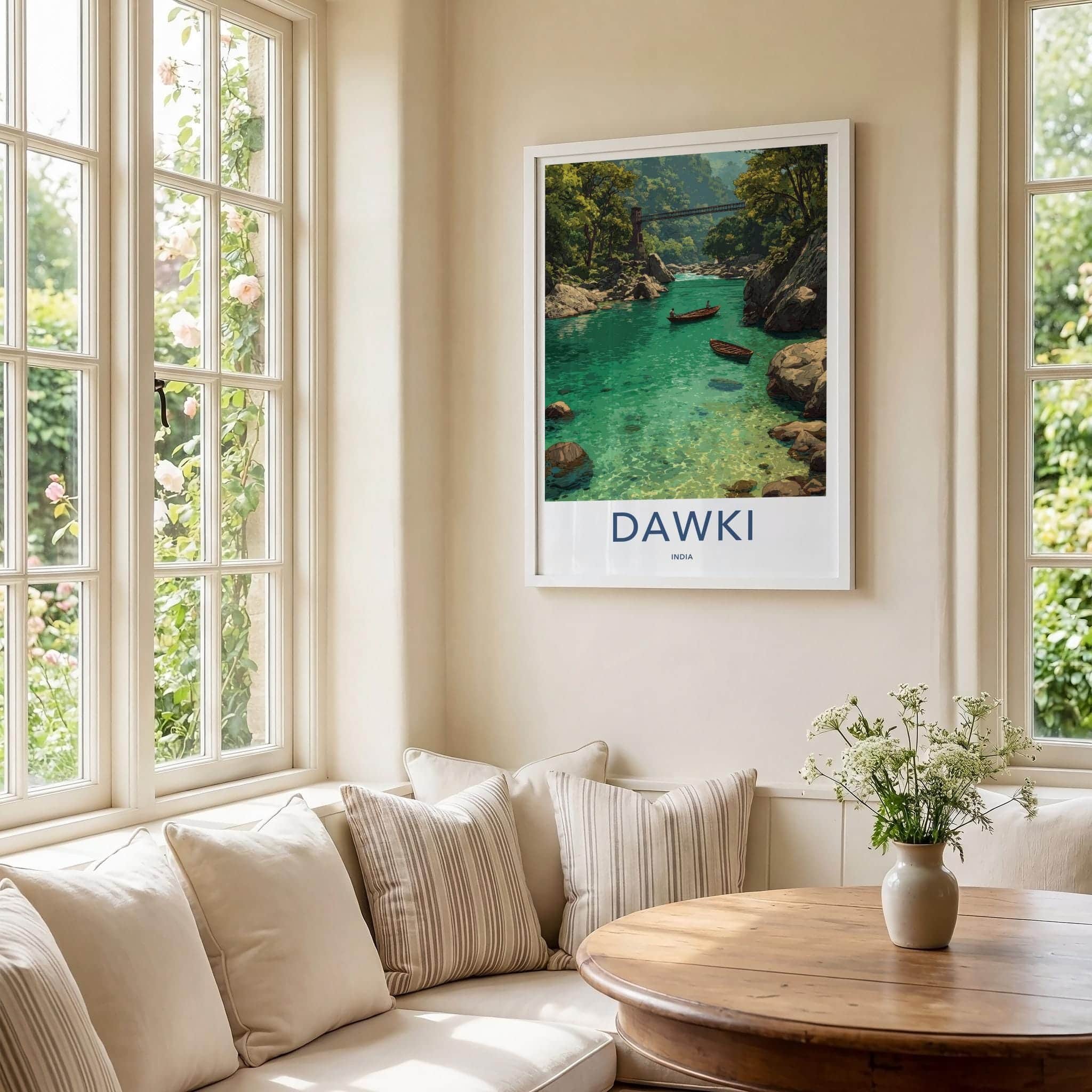 Dawki Poster - India Travel Art - Meghalaya Clear River Boats Wall Decor