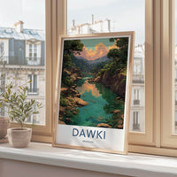 Dawki Poster - India Travel Art - Meghalaya Clear River Valley Home Decor