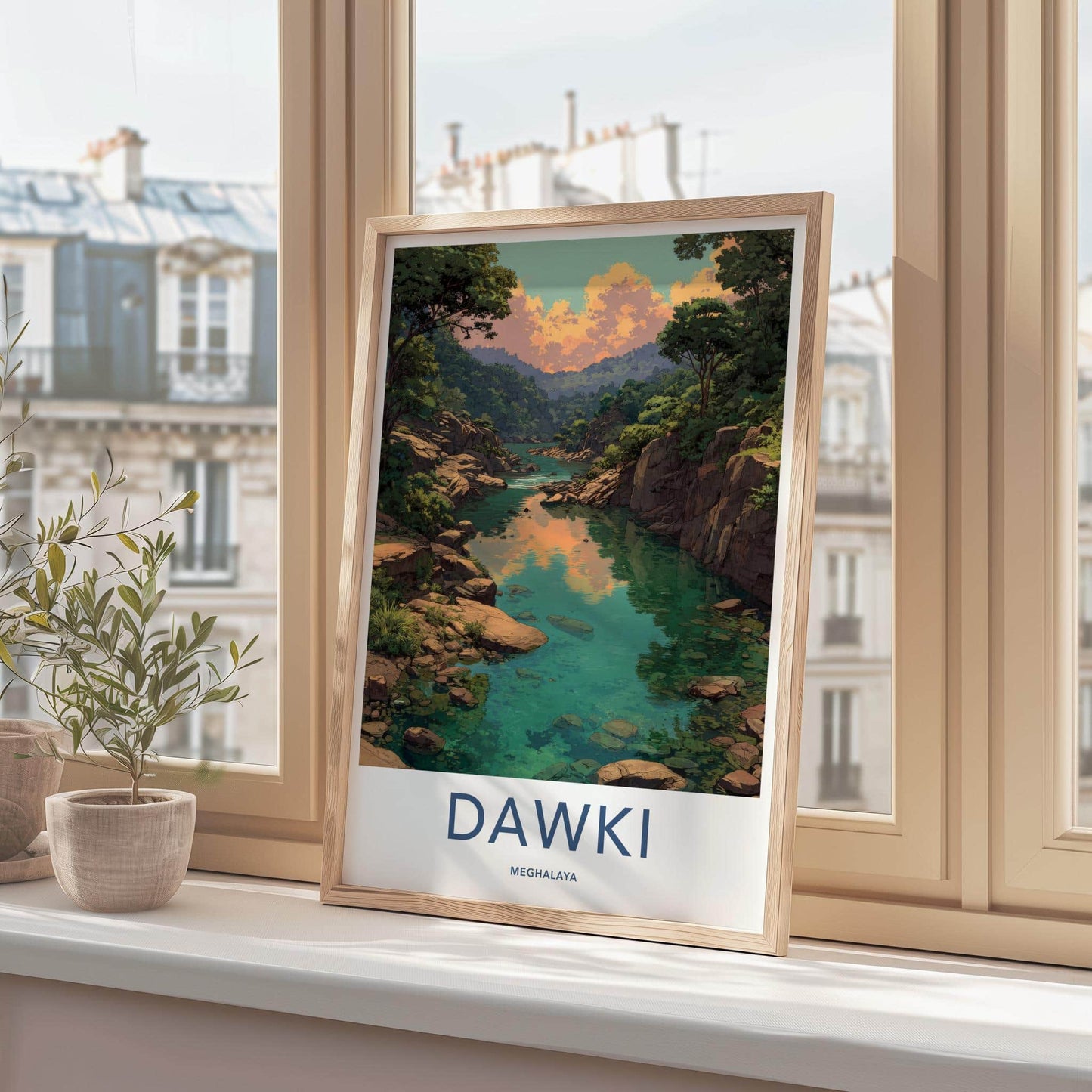 Dawki Poster - India Travel Art - Meghalaya Clear River Valley Home Decor