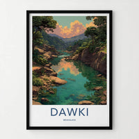Dawki Poster - India Travel Art - Meghalaya Clear River Valley Home Decor