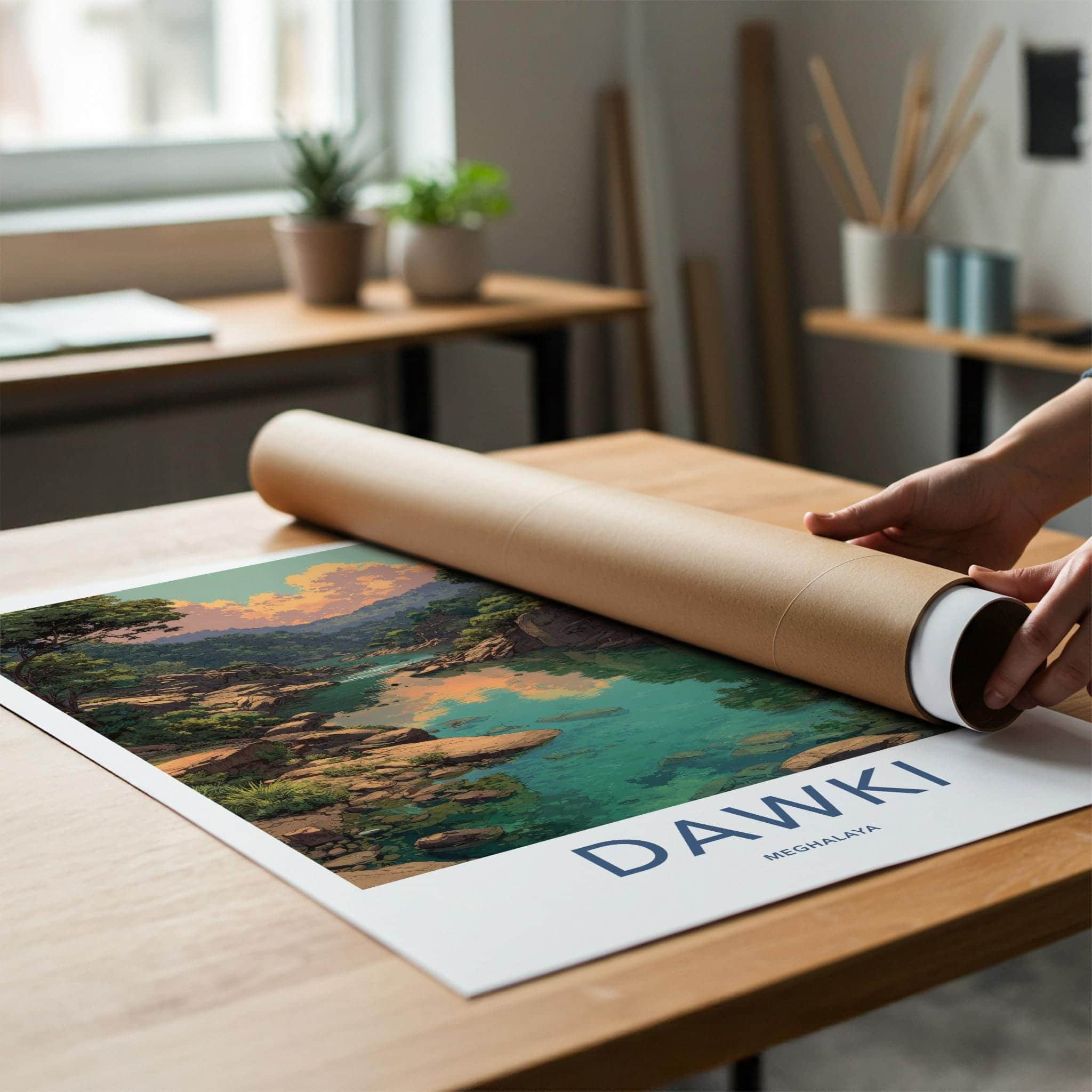 Dawki Poster - India Travel Art - Meghalaya Clear River Valley Home Decor