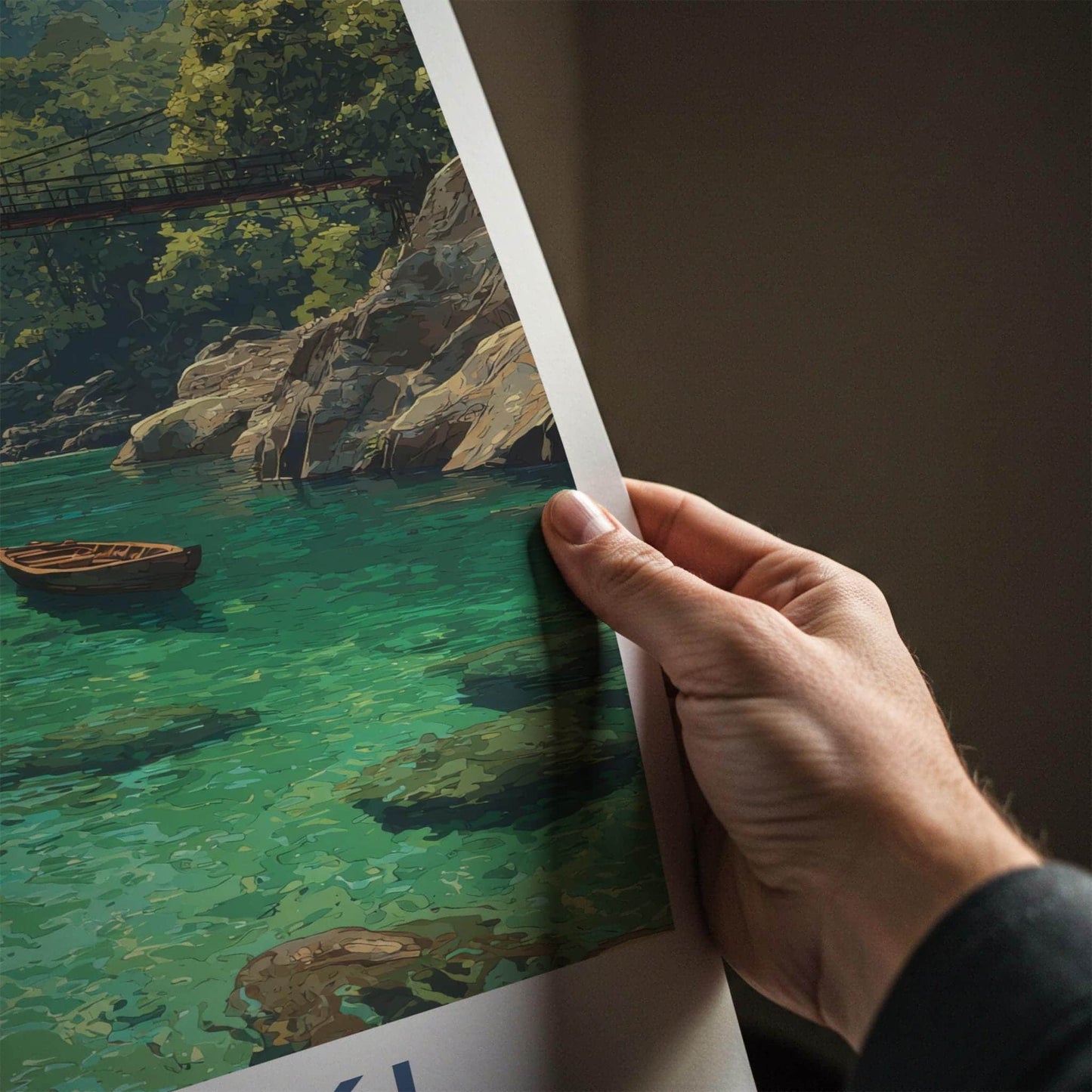 Dawki Poster - India Travel Art - Meghalaya Emerald River Boats Home Decor