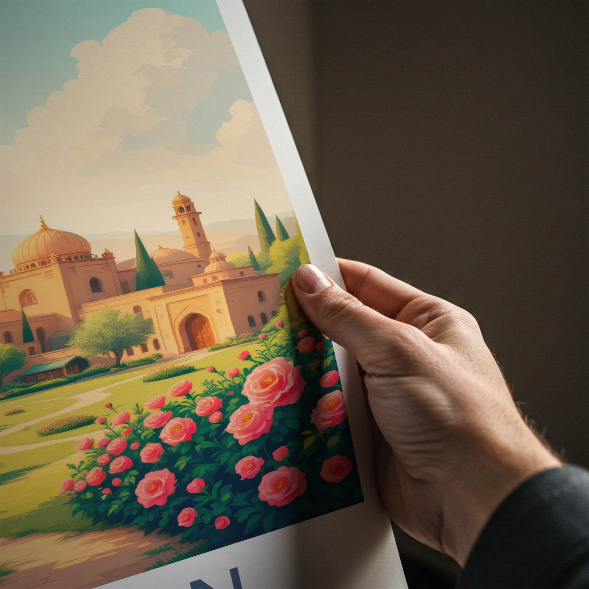 Kashan Poster - Iran Travel Print - Historic Persian Garden Lounge Decor