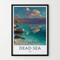 Dead Sea Poster - Israel Travel Art - Clear Water Shoreline Wall Decor