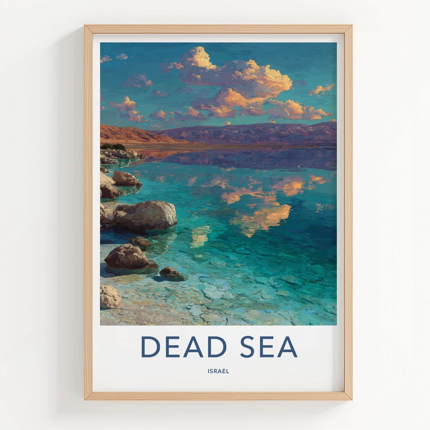 Dead Sea Poster - Israel Travel Art - Clear Water Shoreline Wall Decor