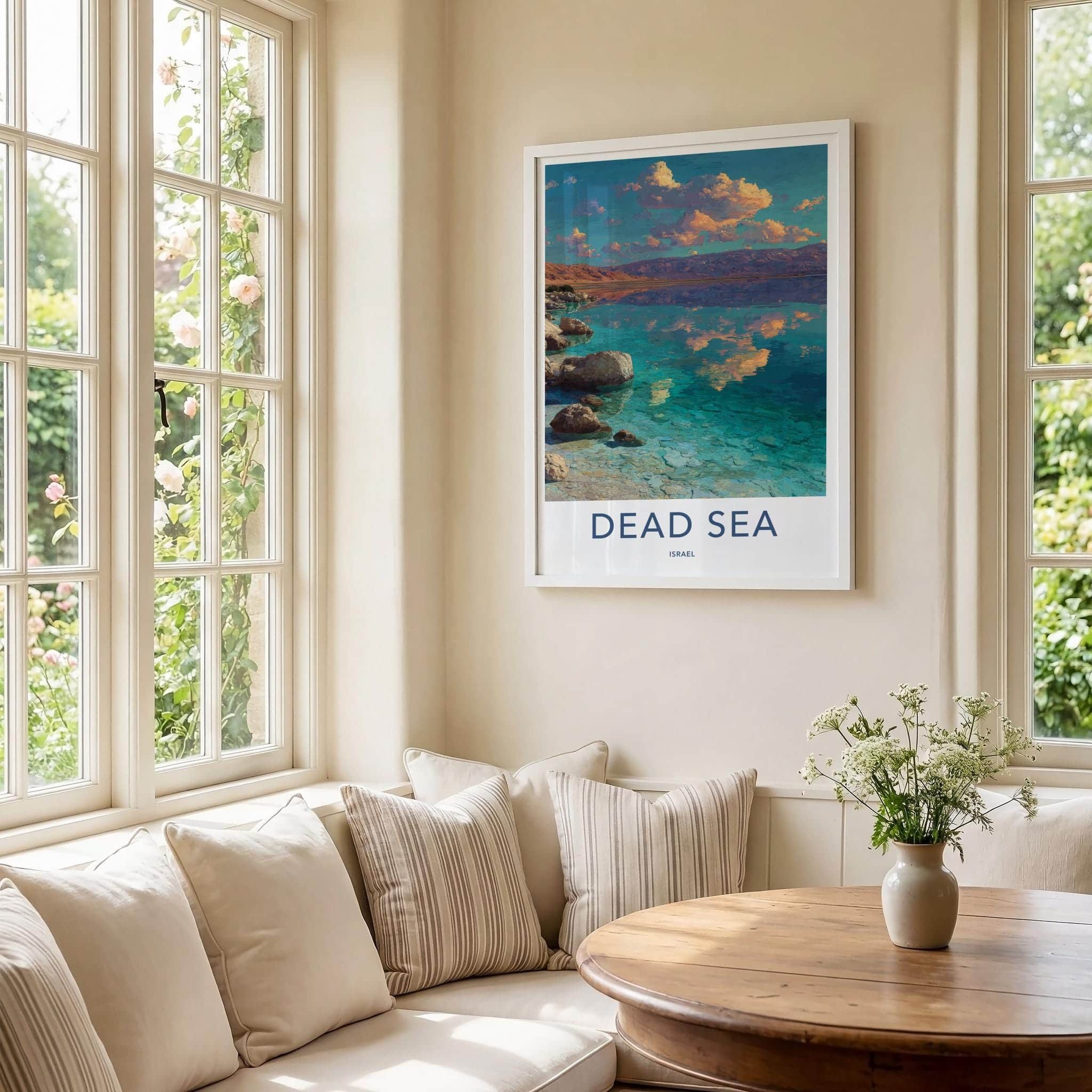 Dead Sea Poster - Israel Travel Art - Clear Water Shoreline Wall Decor