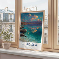 Dead Sea Poster - Israel Travel Art - Clear Water Shoreline Wall Decor