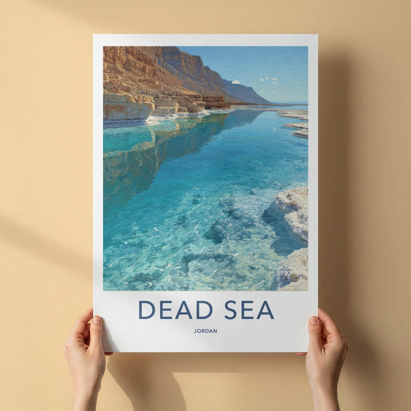 Dead Sea Poster - Jordan Wall Art - Turquoise Water Shore Home Decor