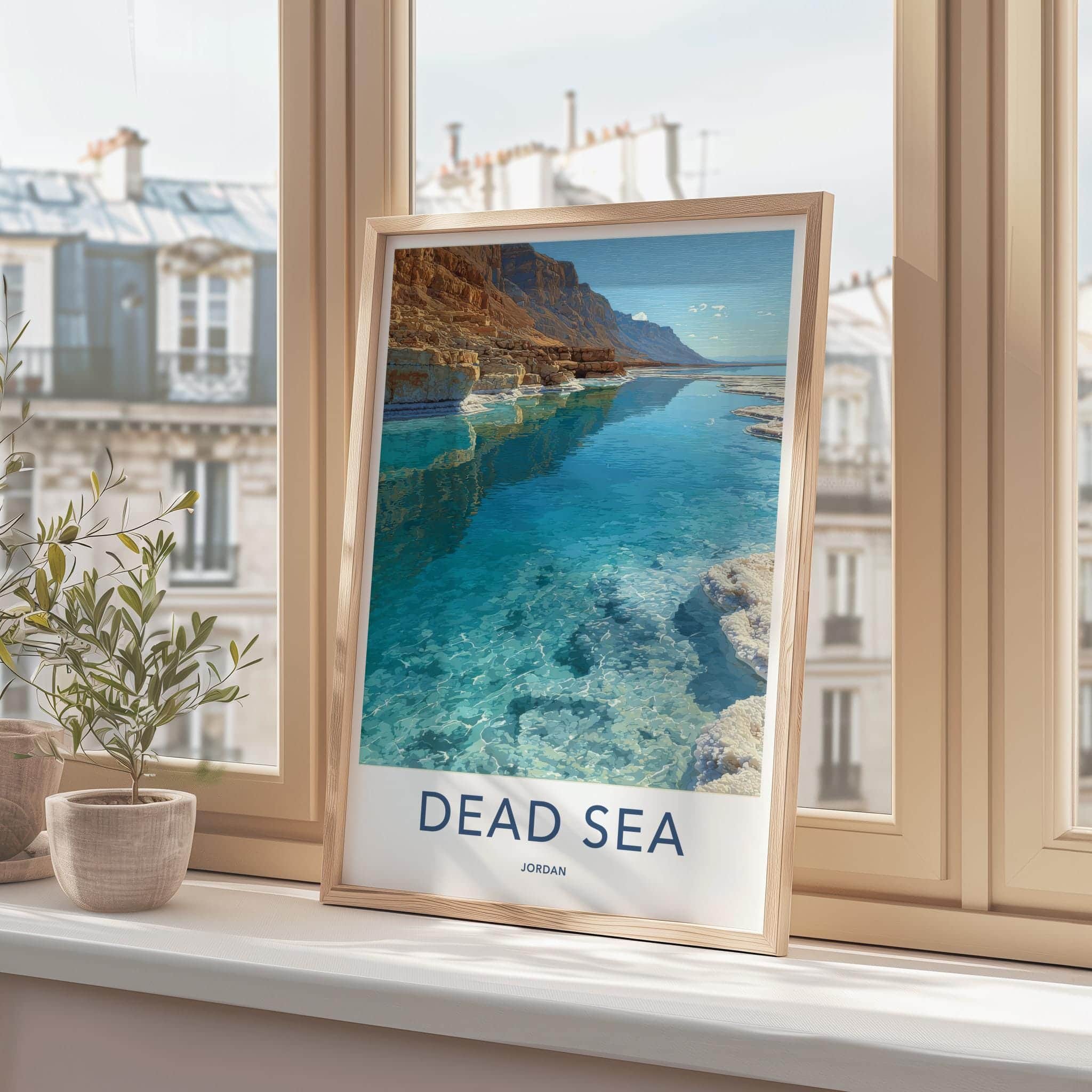 Dead Sea Poster - Jordan Wall Art - Turquoise Water Shore Home Decor