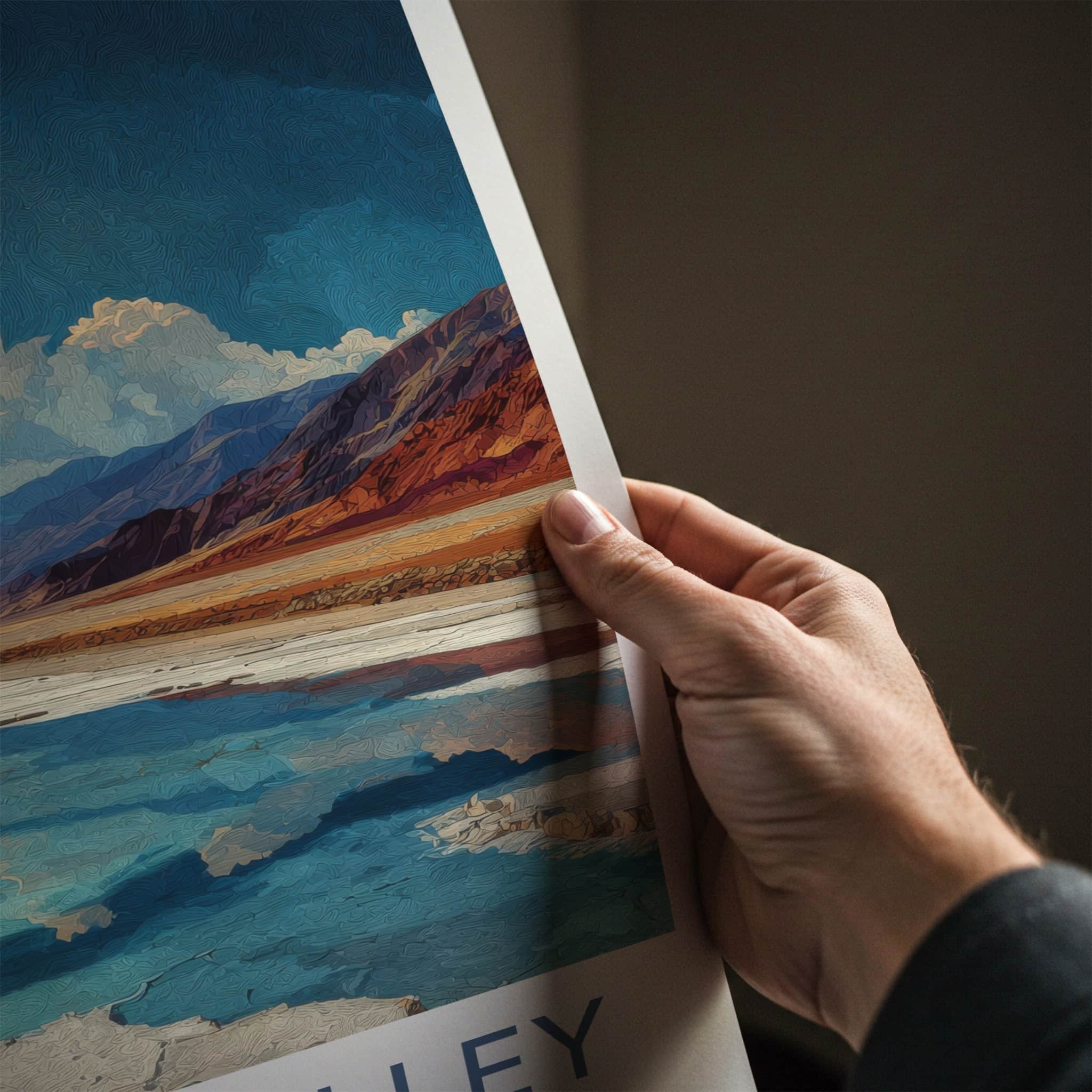 Death Valley Poster - California Art Print - Moonlit Salt Flats Home Decor
