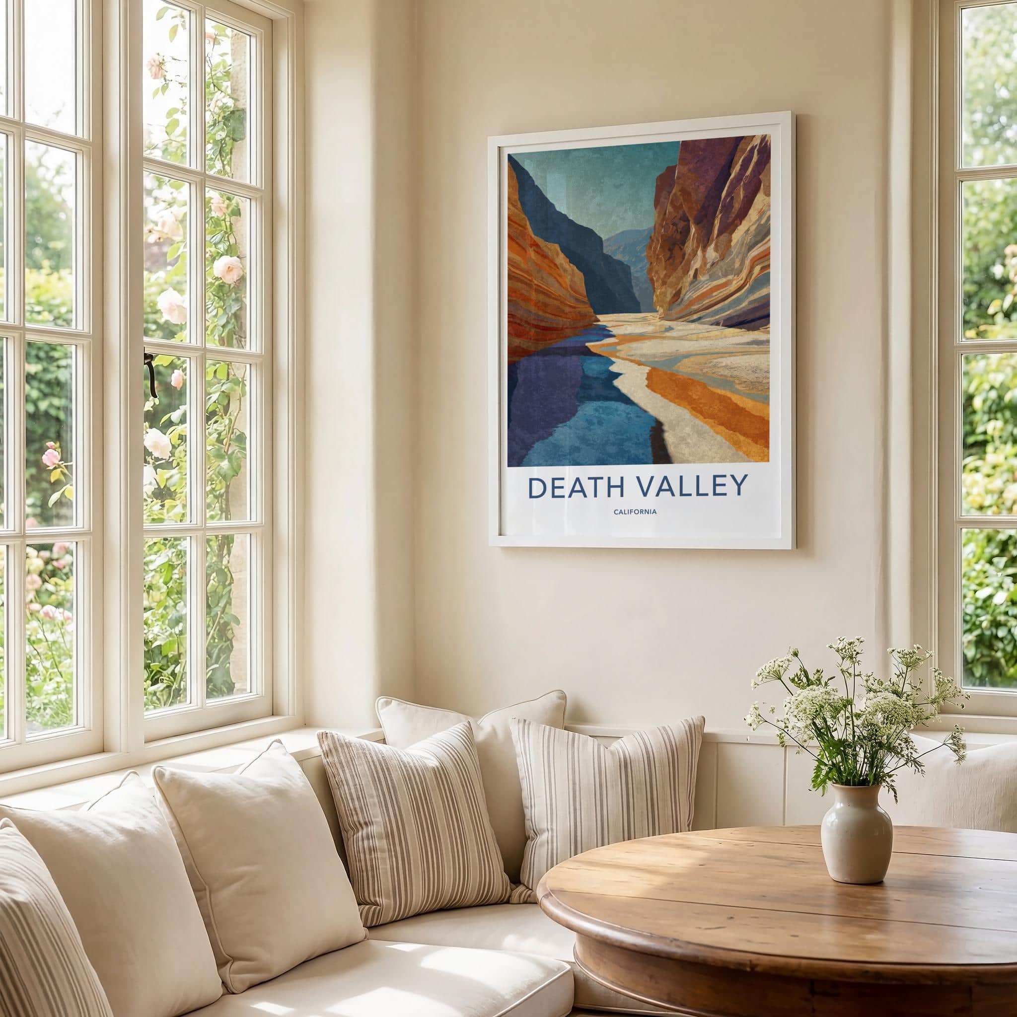 Death Valley Poster - California Travel Art - Layered Canyon Riverbed Home Decor