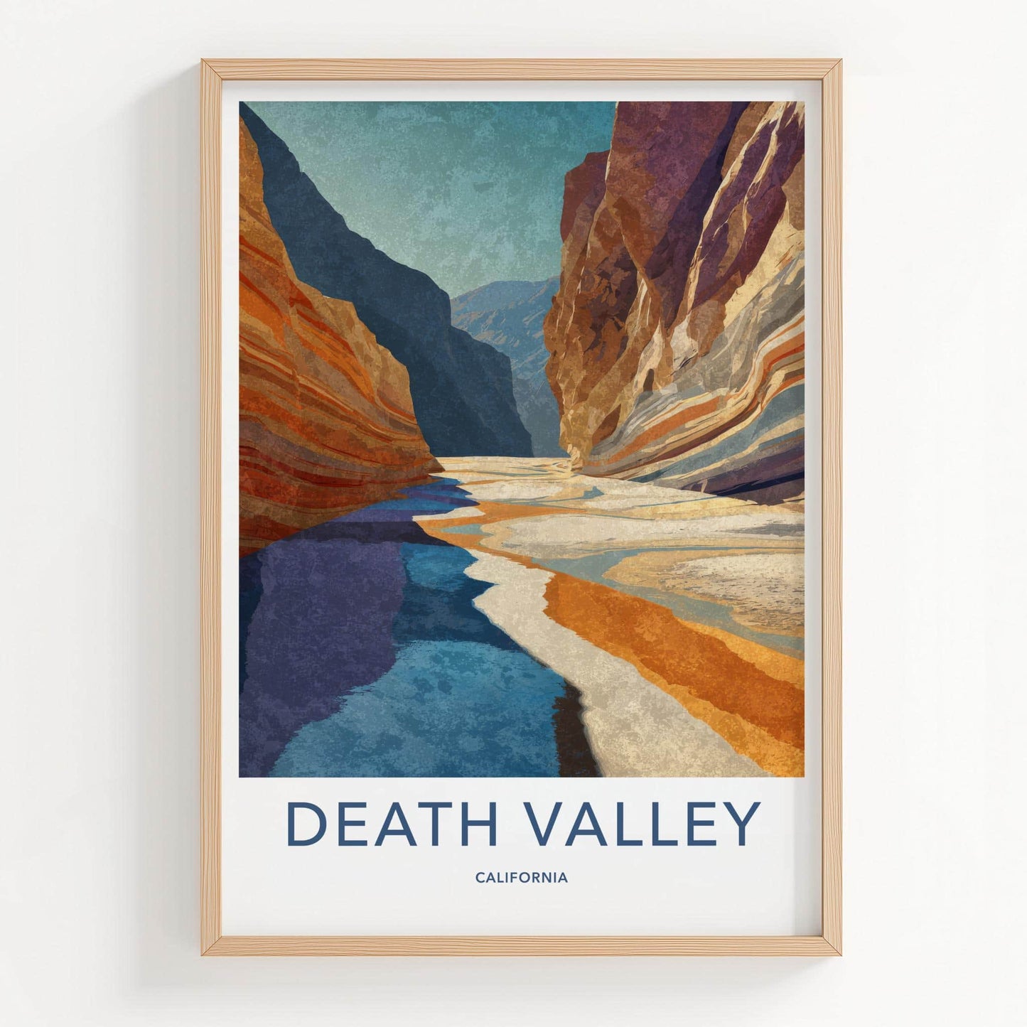 Death Valley Poster - California Travel Art - Layered Canyon Riverbed Home Decor