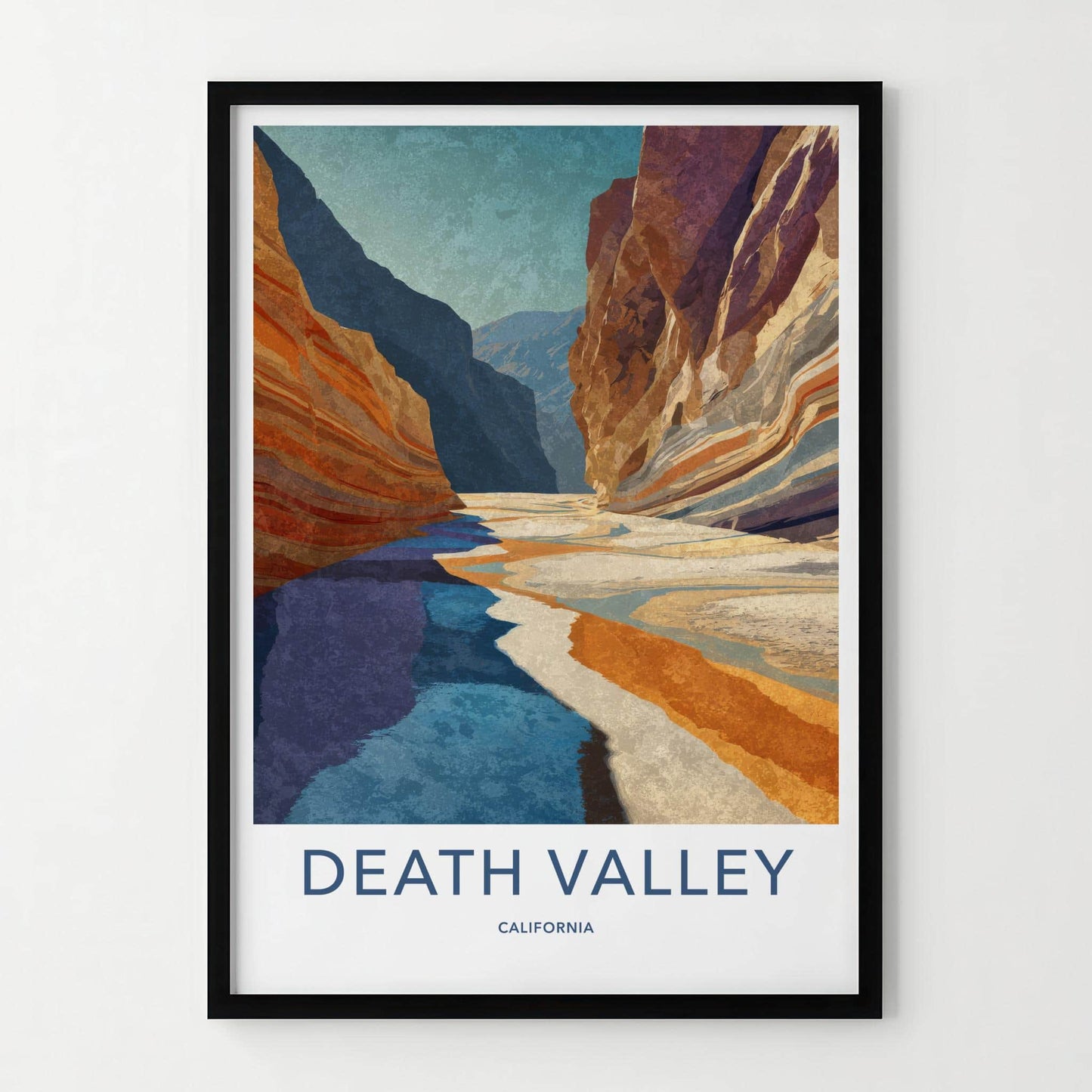 Death Valley Poster - California Travel Art - Layered Canyon Riverbed Home Decor