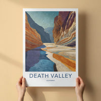 Death Valley Poster - California Travel Art - Layered Canyon Riverbed Home Decor
