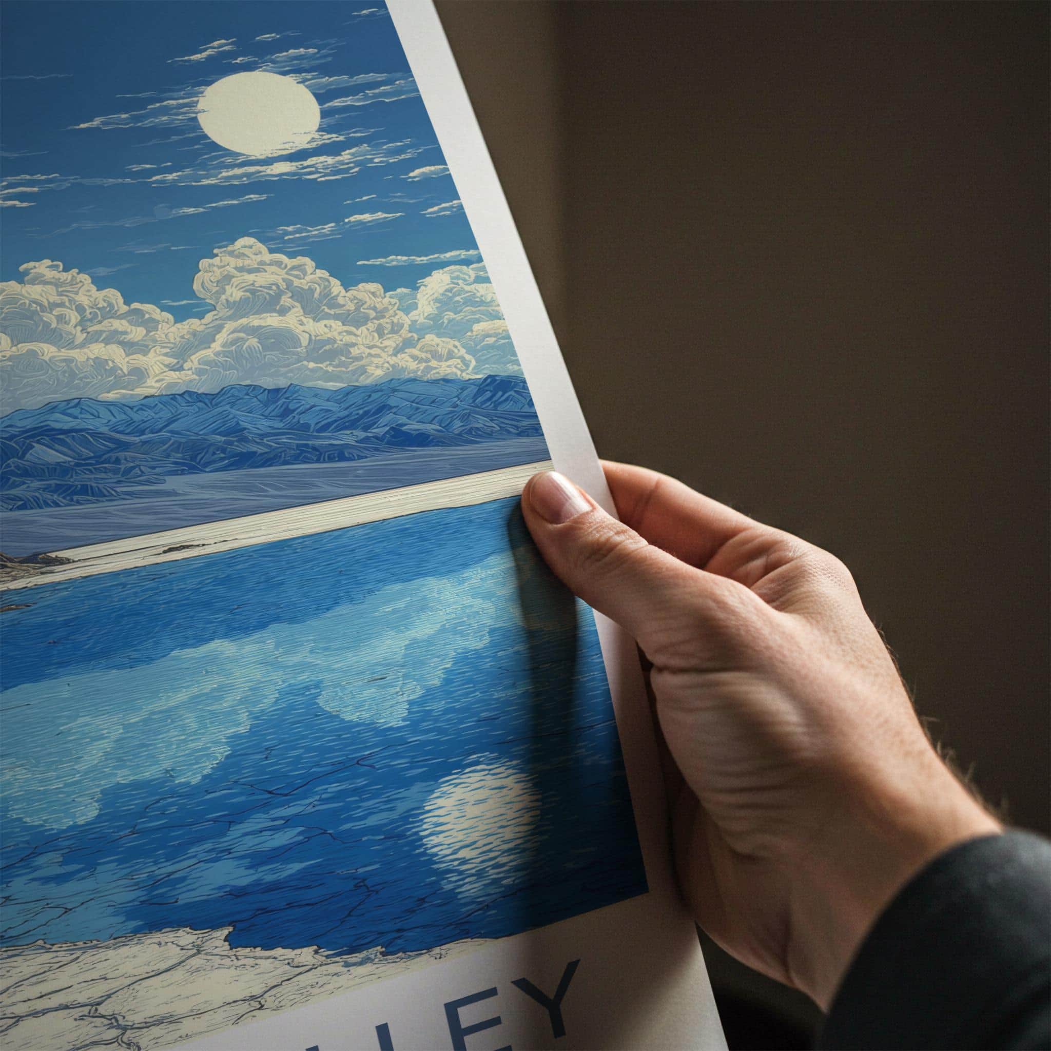 Death Valley Poster - California Travel Art - Moonlit Water Reflections Wall Decor