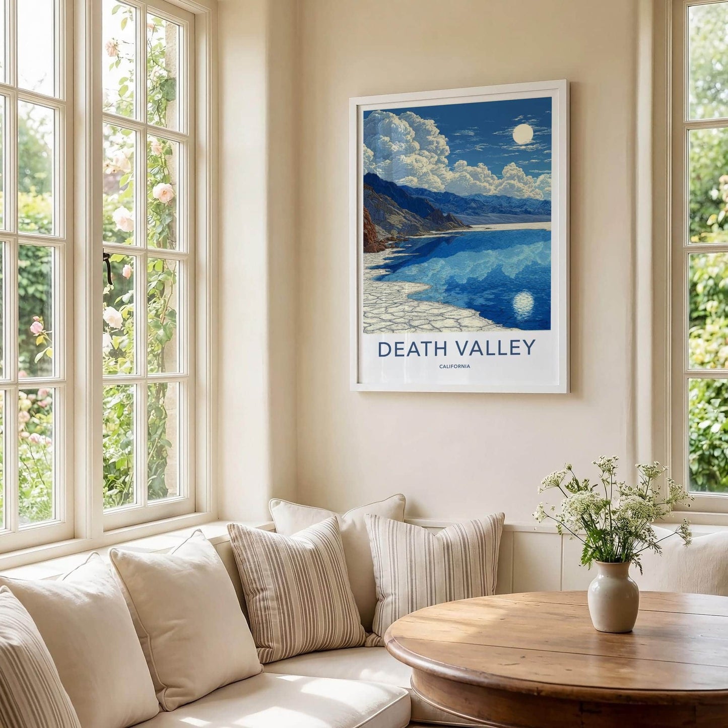 Death Valley Poster - California Travel Art - Moonlit Water Reflections Wall Decor