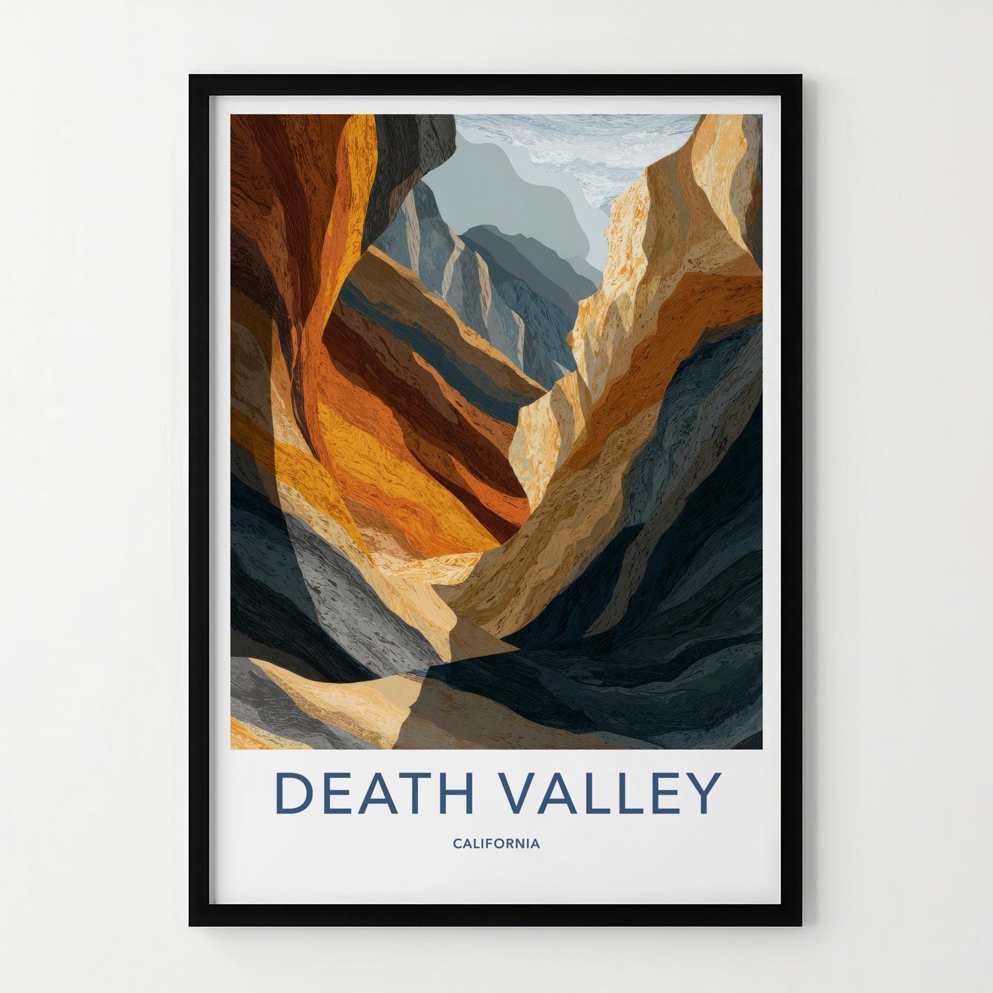 Death Valley Poster - California Travel Art - Sunlit Canyon Walls Wall Decor