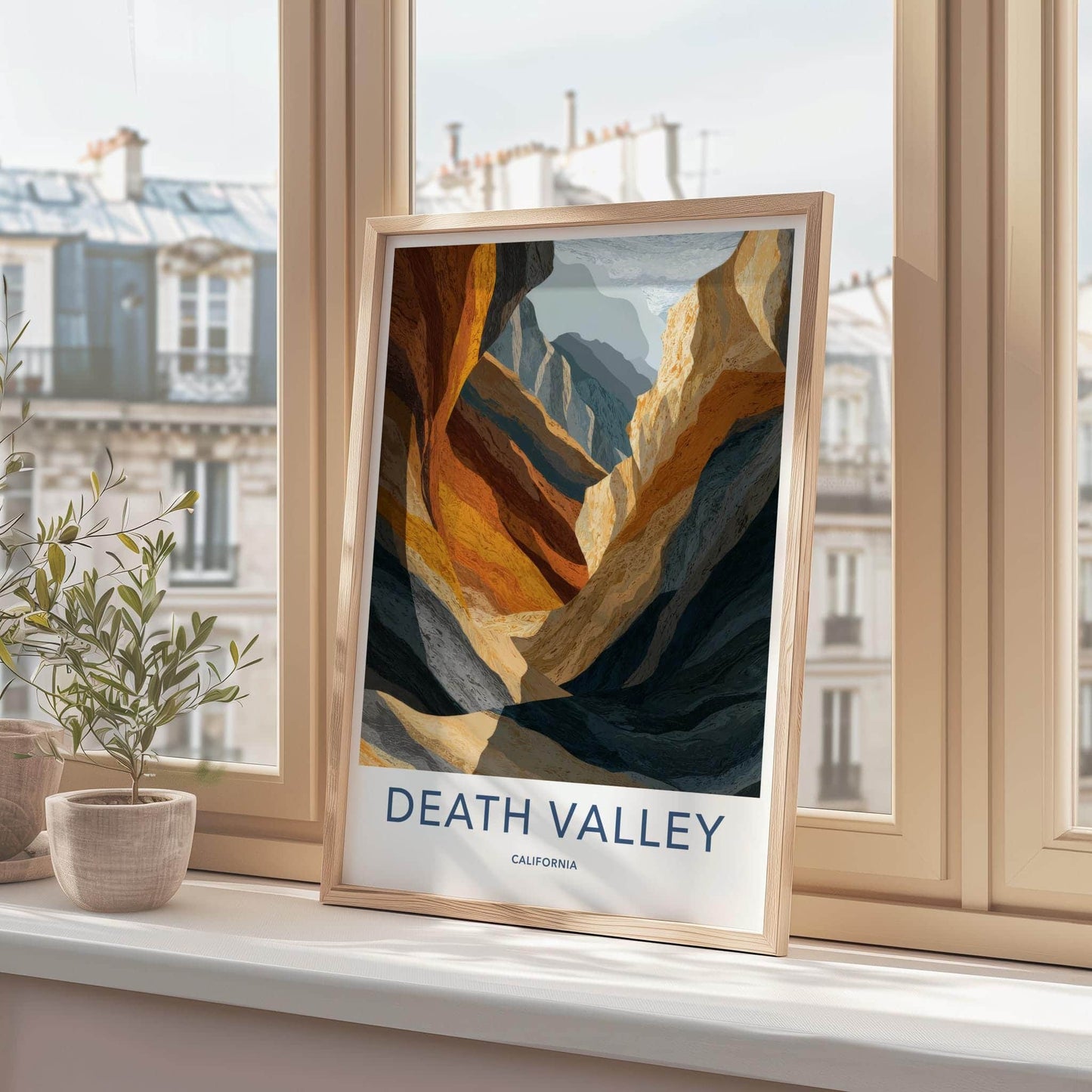 Death Valley Poster - California Travel Art - Sunlit Canyon Walls Wall Decor