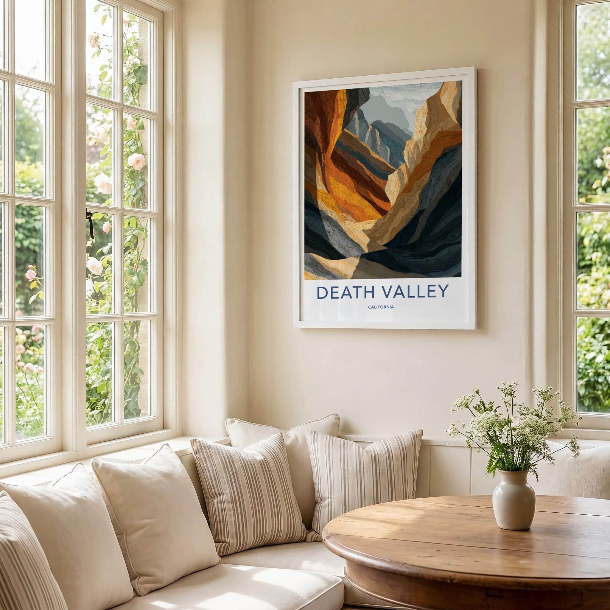 Death Valley Poster - California Travel Art - Sunlit Canyon Walls Wall Decor